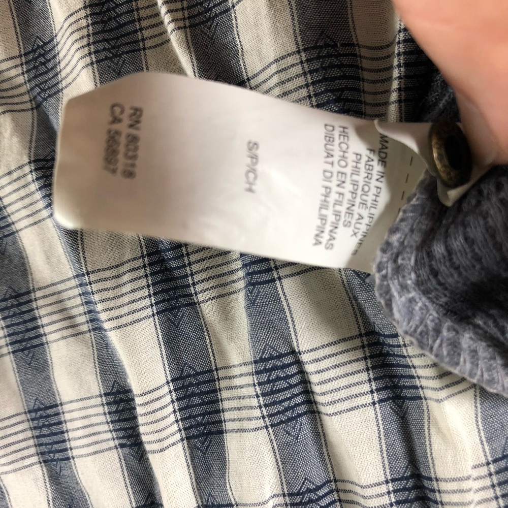 Lucky Brand Long 3/4 Sleeve Plaid Button Down Blouse Size Small - Picture 5 of 5